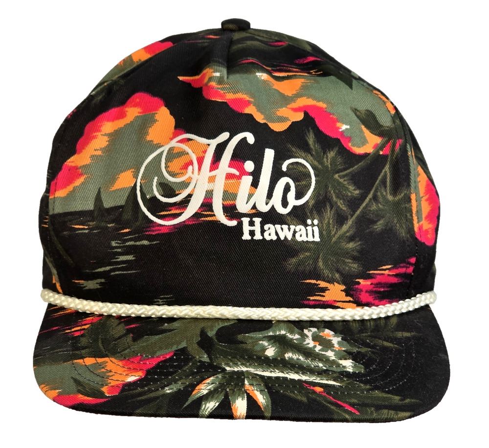 Vintage San Sun Hilo Hawaii Hat Cap Snapback Floral Print Tropical